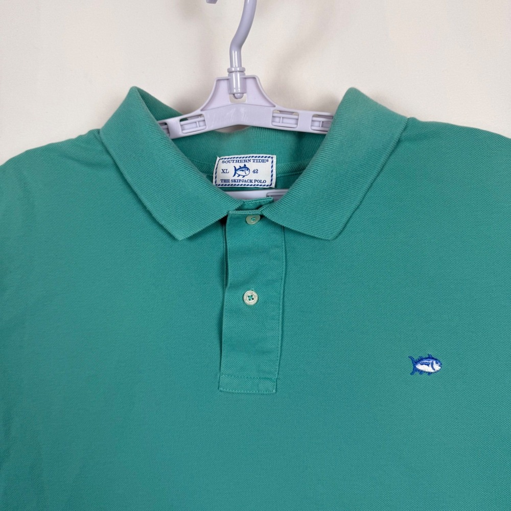 Southern Tide Mens XL The Skipjack Polo Shirt Green Short Sleeve Cotton Stretch